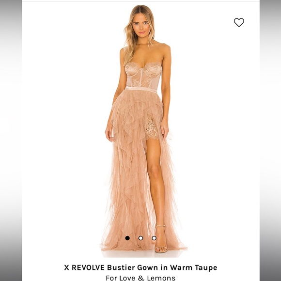 REVOLVE Dresses & Skirts - For love and lemons x revolve bustier maxi dress gown warm taupe